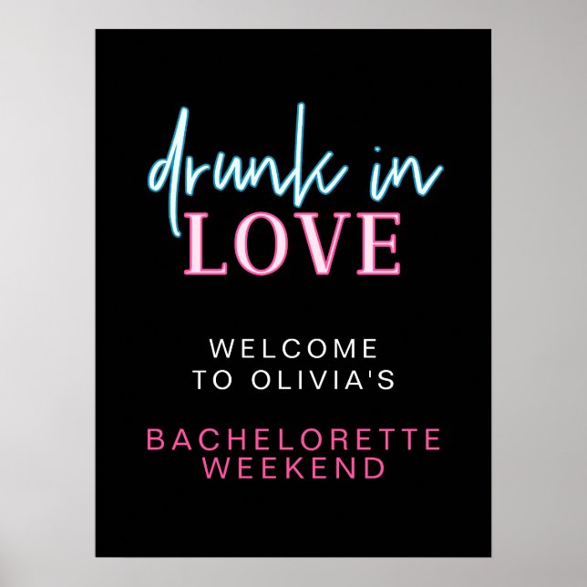 Poster LOLA Neon Bêbada de Amor Despedida de Solteira Bem (Frente)