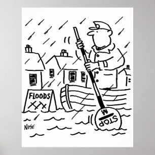 Póster Lollipop Man está arruinando um barco nas enchent