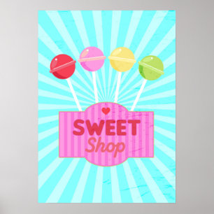 Poster Lollipops De Pastel Doce Comprado Retro