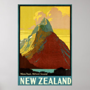 Poster Lona do pico da mitra do ~ de Nova Zelândia