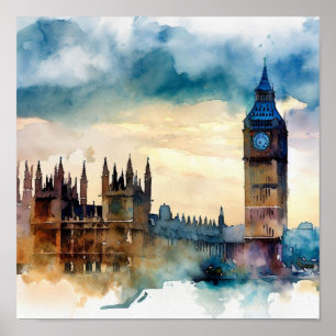 Poster London-Big Ben-(B), Watercolor