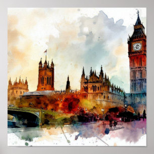 Poster London-Big Ben-(D), Watercolor