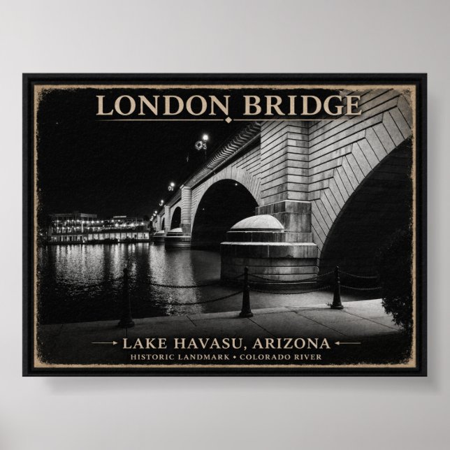Poster London Bridge Preto e Branco Noturno (Frente)