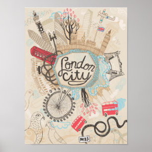 Poster London City Doodle Art