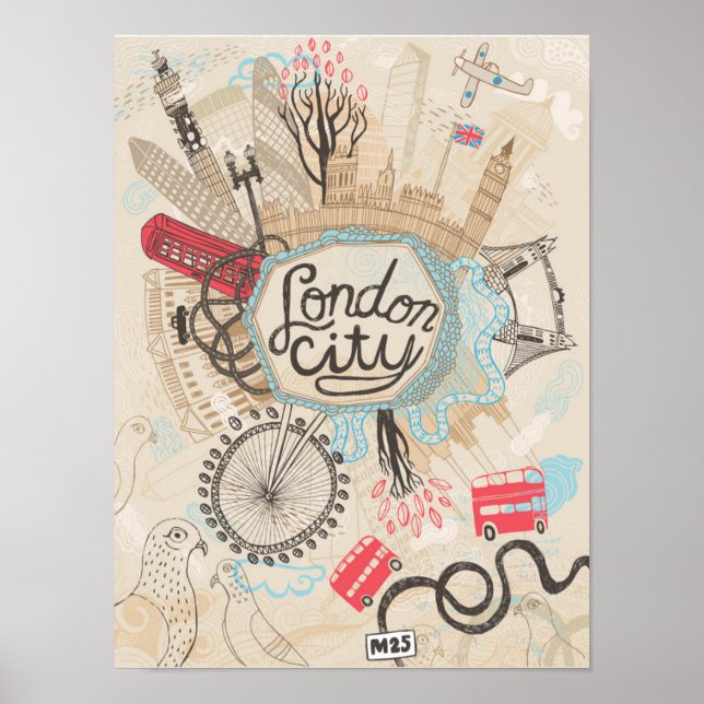 Poster London City Doodle Art (Frente)