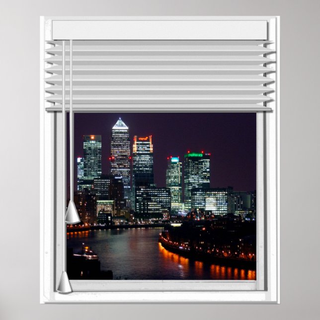 Póster London City View Fake Window Com Cegos (Frente)