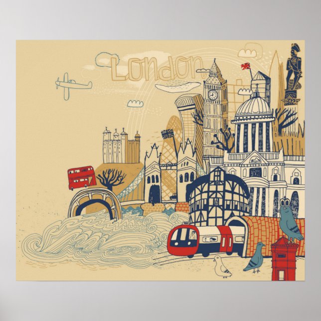 Poster London Doodle Scene (Frente)