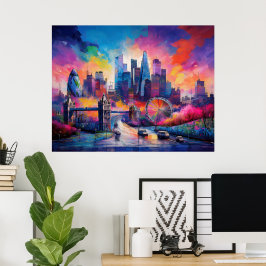 Poster London England Colorful Abstrato Art