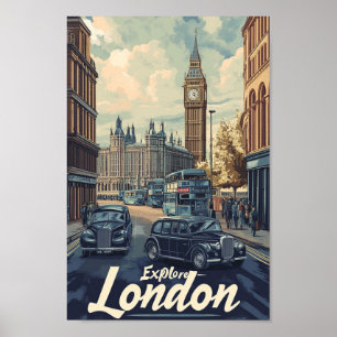 Poster London England Famous Viagem Place