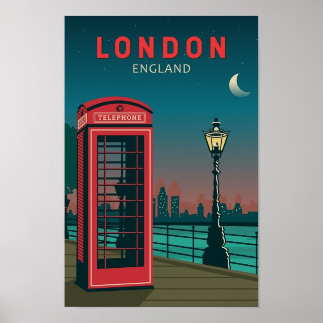 Poster London England Retro Viagem Art Vintage (Frente)