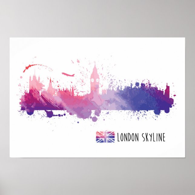 Poster London England Skyline Splash (Frente)