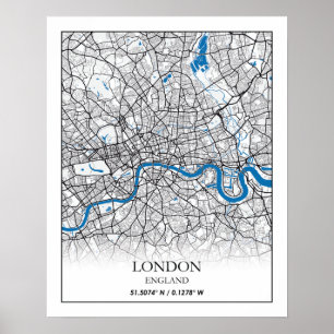 Poster London England United Kingdom City Map Viagem