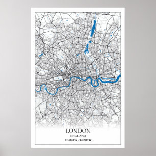 Poster London England United Kingdom City Map Viagem