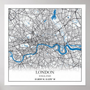 Poster London England United Kingdom City Map Viagem