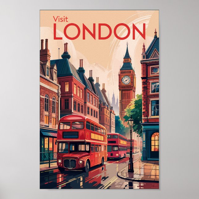 Poster London England Viagem Art Vintage (Frente)