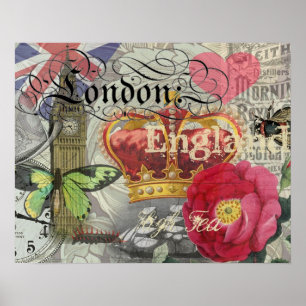 Póster London England Viagem Vintage Europe Art
