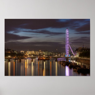 Poster London Eye and River Thames at night