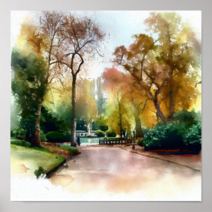 Poster London-Holland Park (A), Watercolor