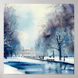 Poster London-Hyde Park no inverno (B), Watercolor