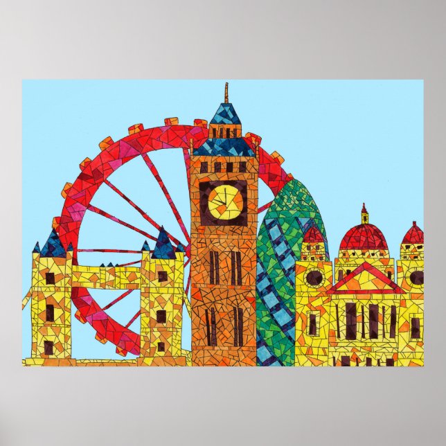 Póster London Icon Building Mozaic (Frente)