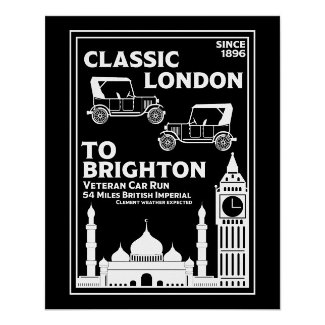 Póster London Para Brighton Veteran Car Run (Frente)