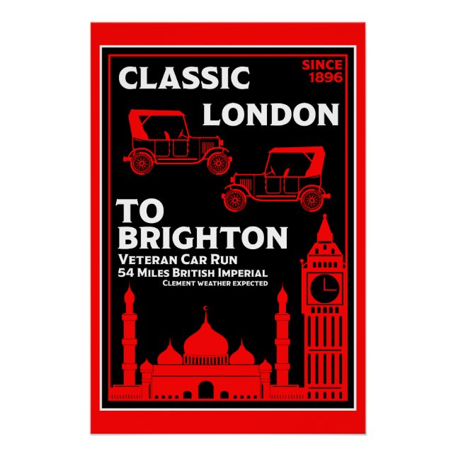 Póster London Para Brighton Veteran Car Run (Frente)