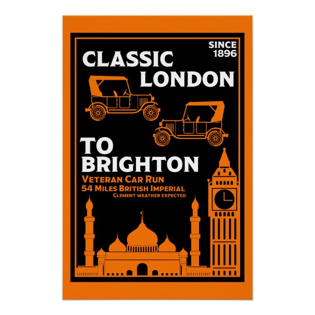 Póster London Para Brighton Veteran Car Run (Frente)