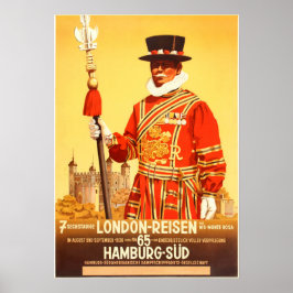 Poster LONDON REISEN HAMBURG SUD Steamship Viagens vintag