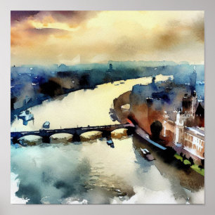 Poster London-River Thames (D), Watercolor