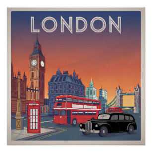 Póster London UK Vintage