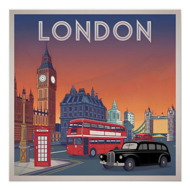 Póster London UK Vintage (Frente)