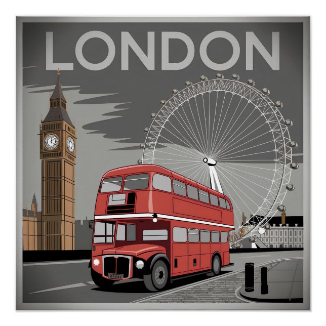Póster London UK Vintage (Frente)