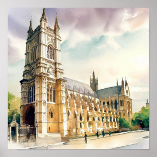 Poster London-Westminster Abbey (B), Watercolor