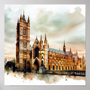 Poster London-Westminster Abbey (D), Watercolor