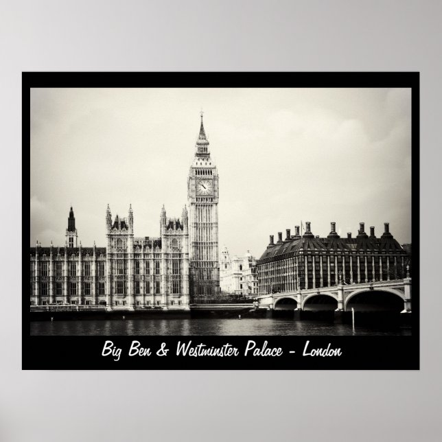 Poster Londres - Big Ben, Palácio de Westminster Nº1 (Car (Frente)