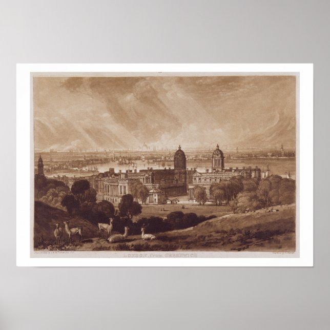 Poster Londres de Greenwich, gravada por Charles Turner (Frente)