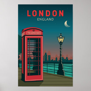 Poster Londres Inglaterra Arte de Viagem Retro Vintage