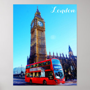 Poster Londres Inglaterra Big Ben Red Bus
