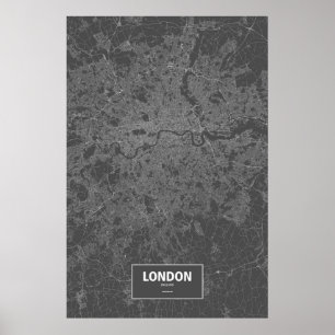 Póster Londres, Inglaterra (branca no preto)