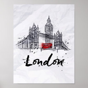 Poster Londres, Inglaterra   Splashy Trabalho de arte