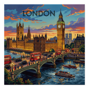 Póster Londres Inglaterra Viagem Arte Vintage