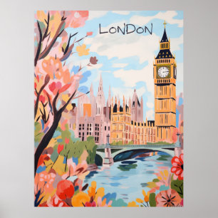 Poster Londres Inglaterra Viagem Cidade Pintura Estética