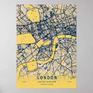 Poster Londres - Mapa da Cidade Amarela do Reino Unido