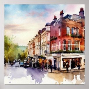 Poster Londres- Notting Hill (C), Watercolor