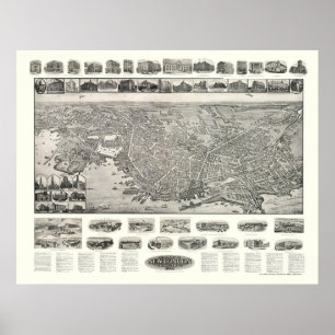 Póster Londres nova, mapa panorâmico do CT - 1911