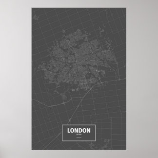 Póster Londres, Ontário (branco a preto)