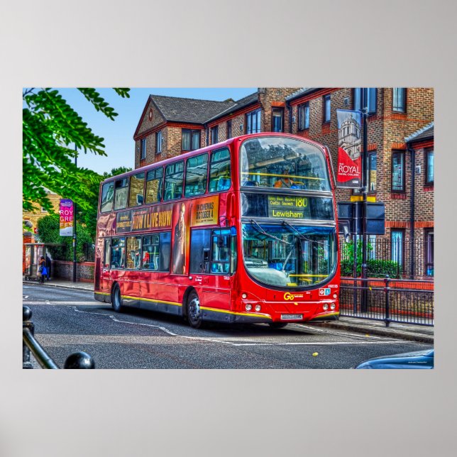 Póster Londres para Lewisham Red Double-decker Bus UK (Frente)