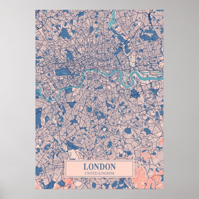 Poster Londres - Reino Unido Breezy City Map (Frente)
