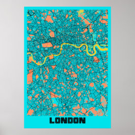 Poster Londres - Reino Unido - Mapa da Cidade de Gloria