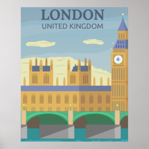 Poster Londres, Reino Unido Vintage Retro Viagem